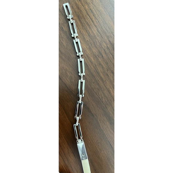 Ferragamo Luxury Leather Silver Chain Link Belt Ivory Pearlized Skinny S Italy main image 15